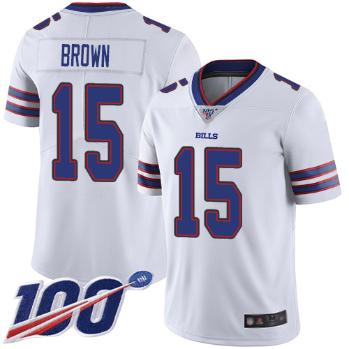Men Buffalo Bills 15 John Brown White Vapor Untouchable Limited Player 100th Season NFL Jersey